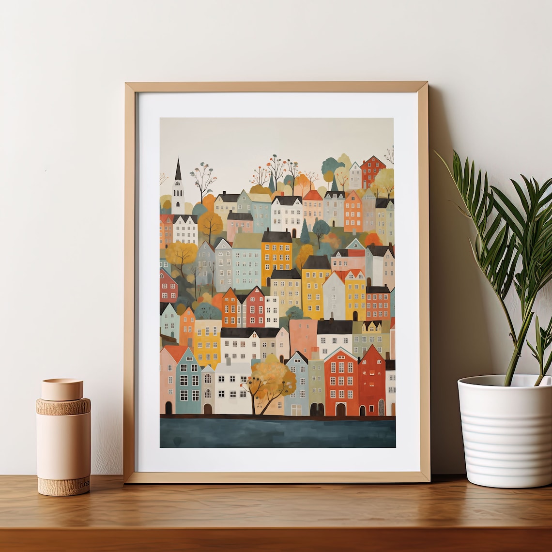 Bergen Scandinavian Decor Travel Poster, Norway