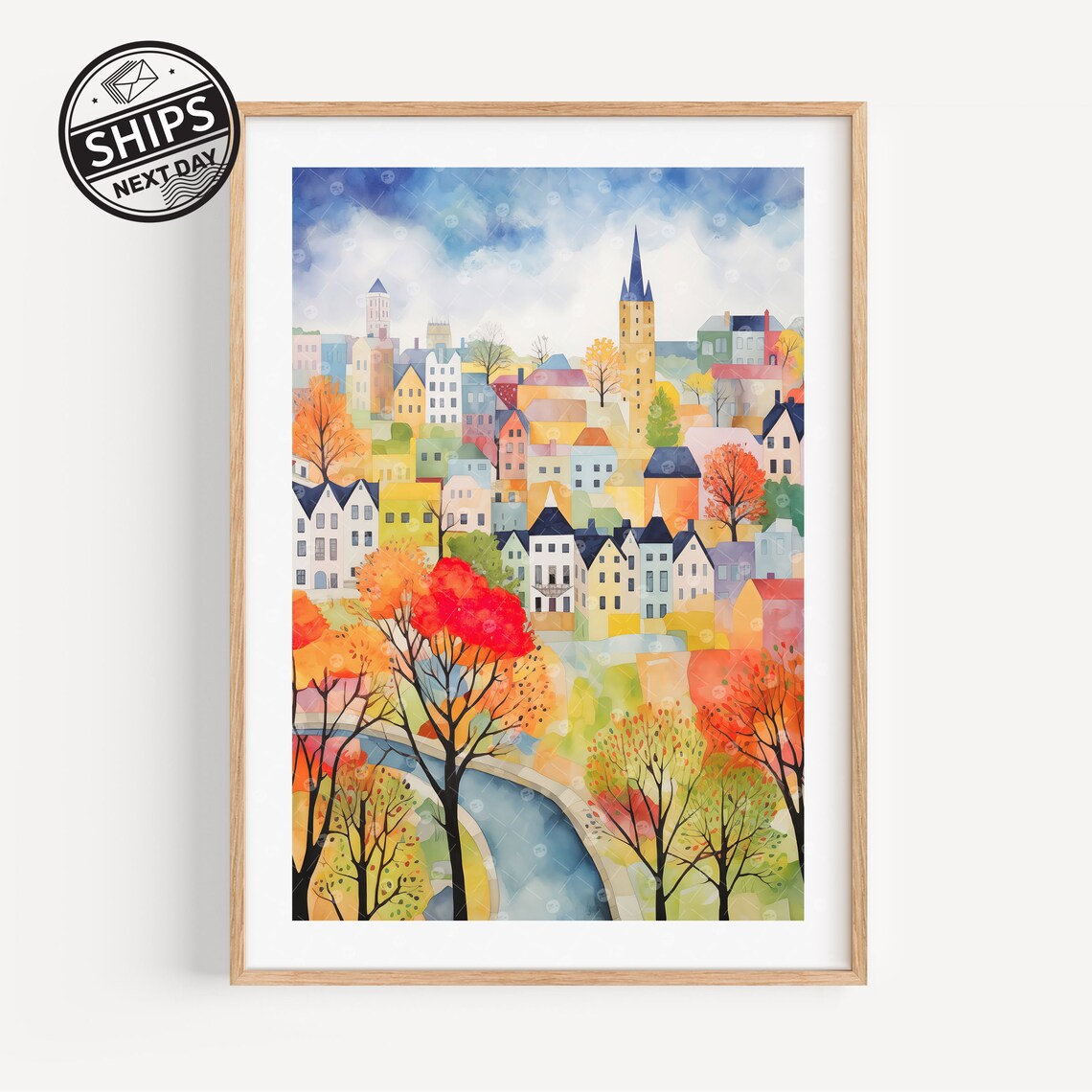 Ann Arbor Watercolor Art Print, Michigan Travel Poster