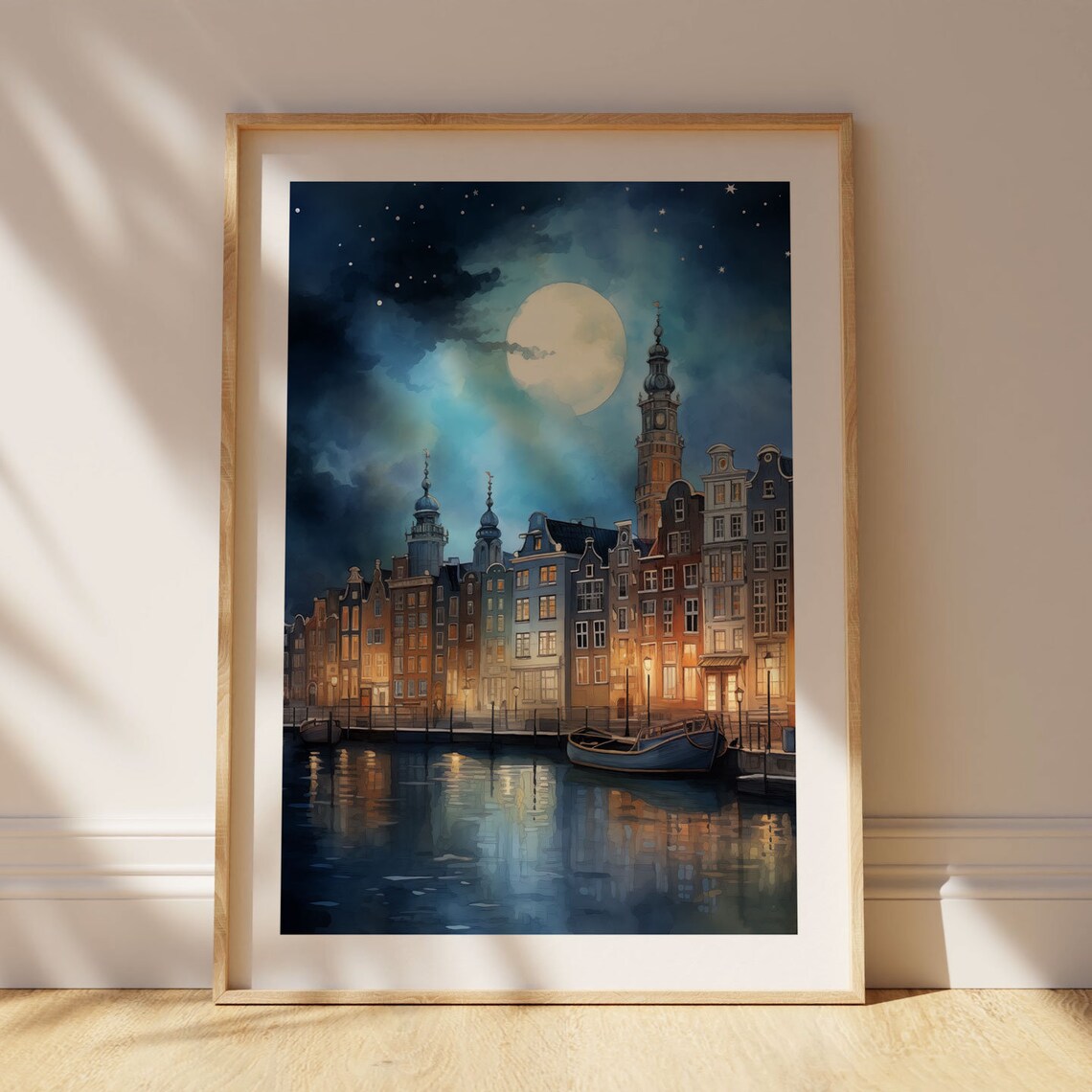 Jordaan Amsterdam Modern Watercolor Travel Poster