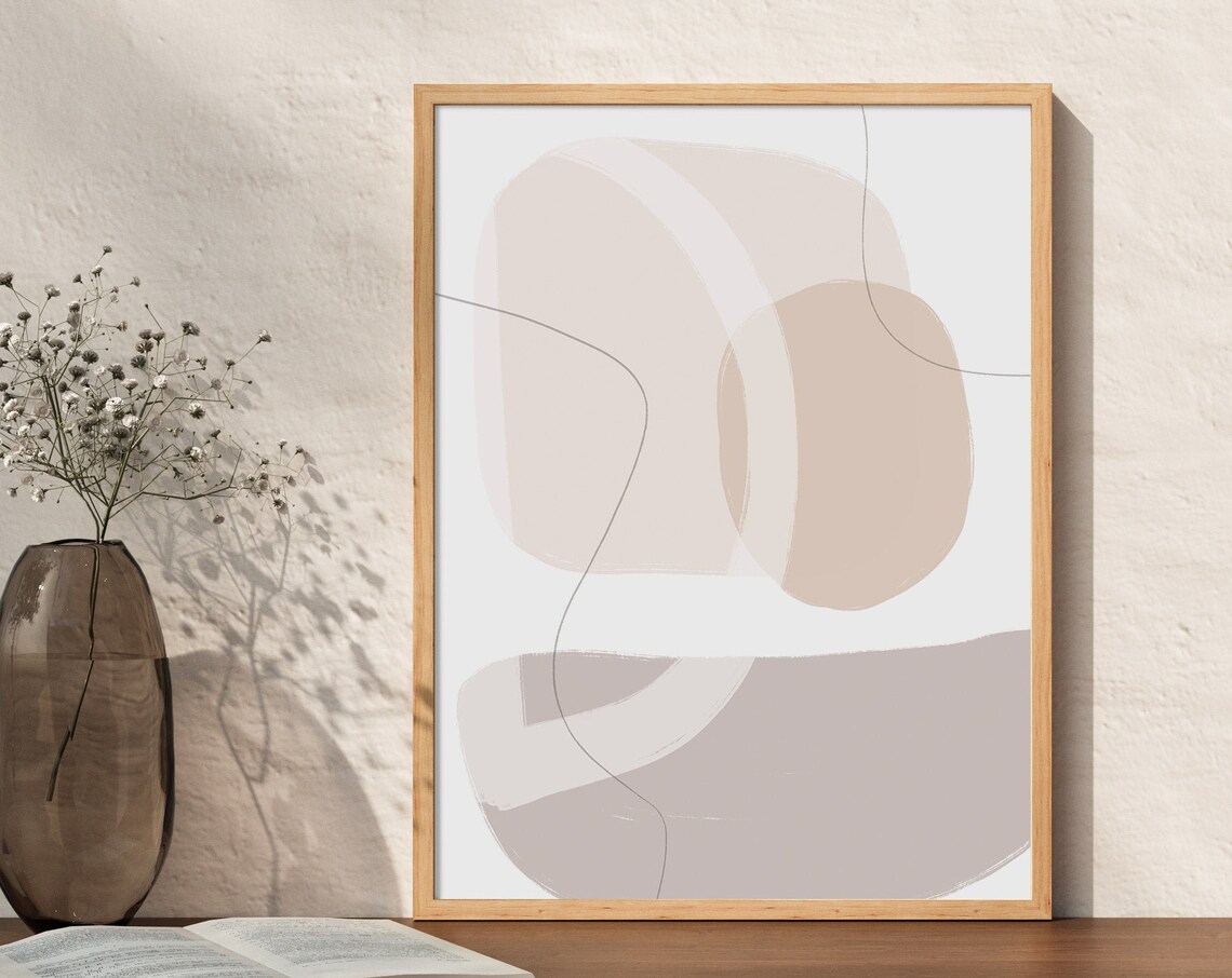 Neutral Beige Gray Large Abstract Art Print - Image 2
