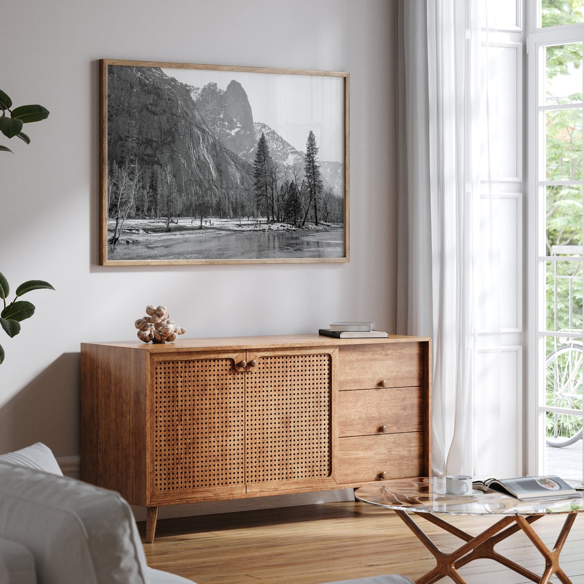 Yosemite Valley Winter Snow Granite Cliffs Merced River View Poster - Image 3
