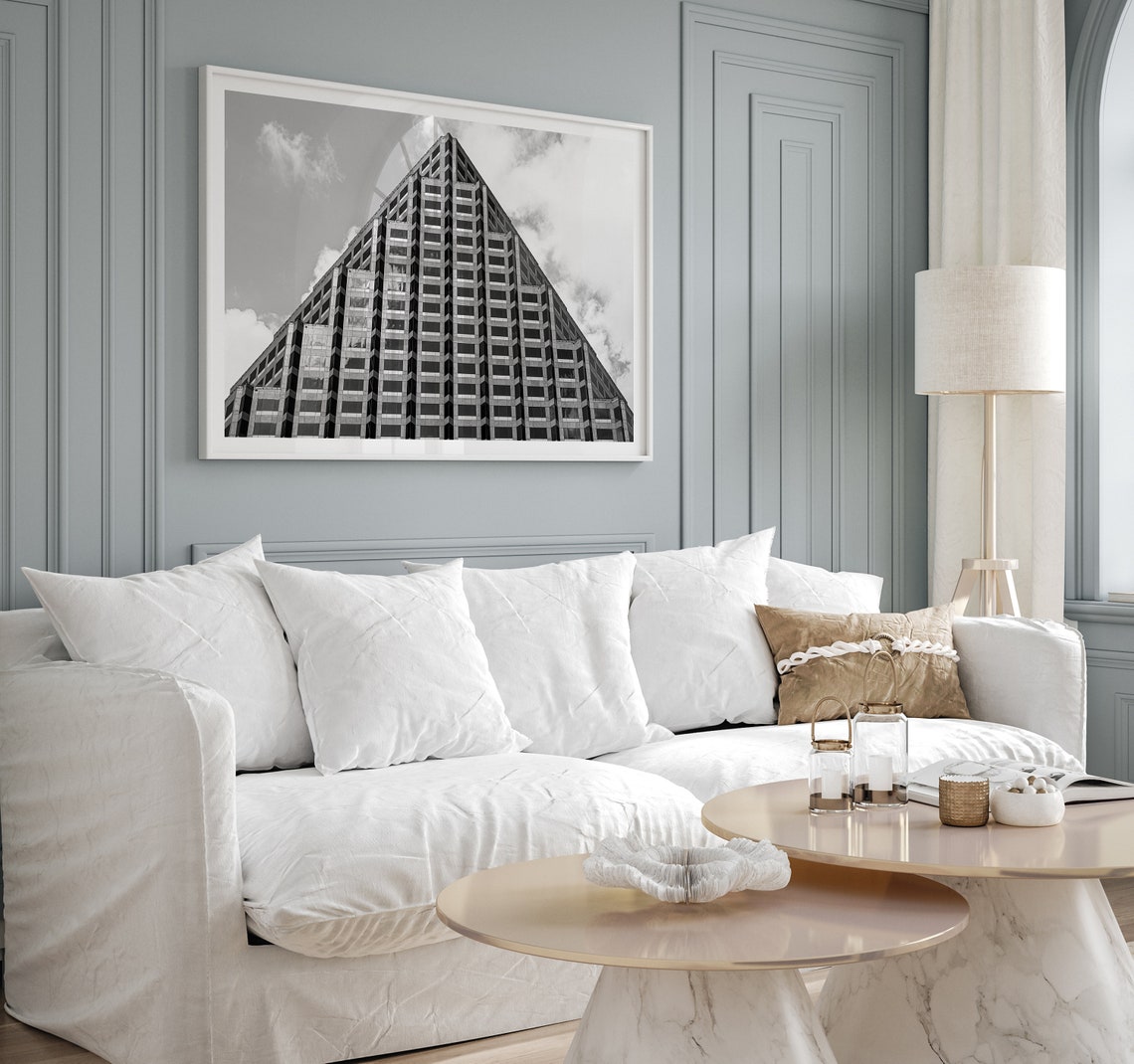 Austin Texas Pyramid Skyscraper Black White Architecture Photo Poster - Image 2