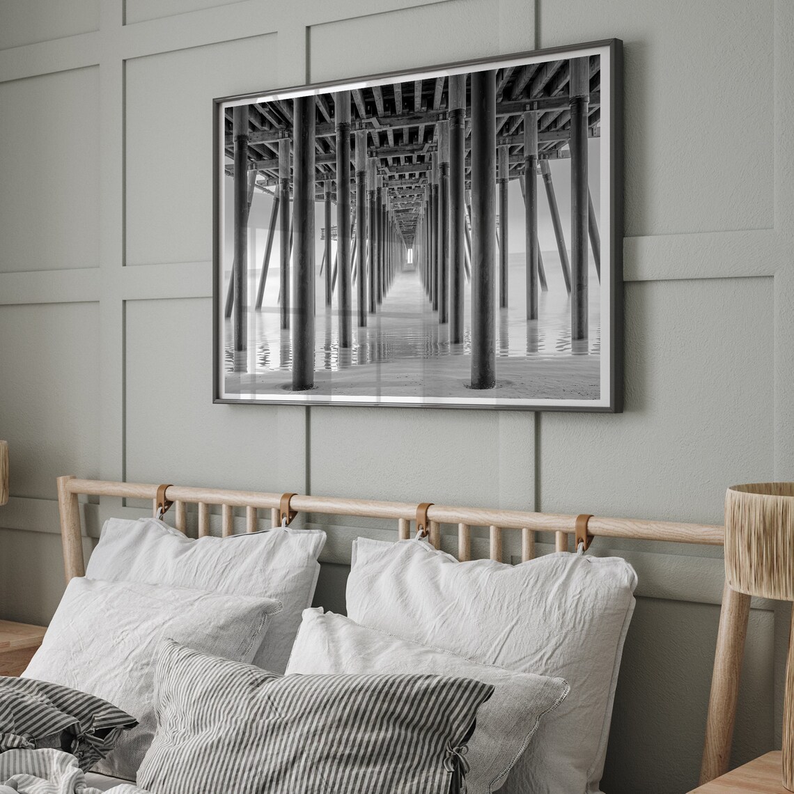 Pismo Beach Pier Black and White Travel Poster - Image 3