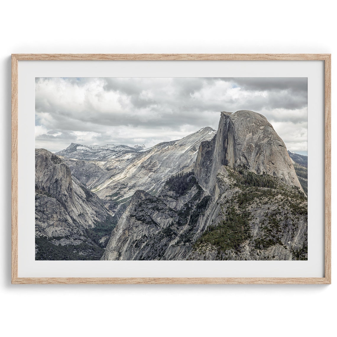 Yosemite Half Dome Gray Granite Peaks Cloudy Sky National Park Poster