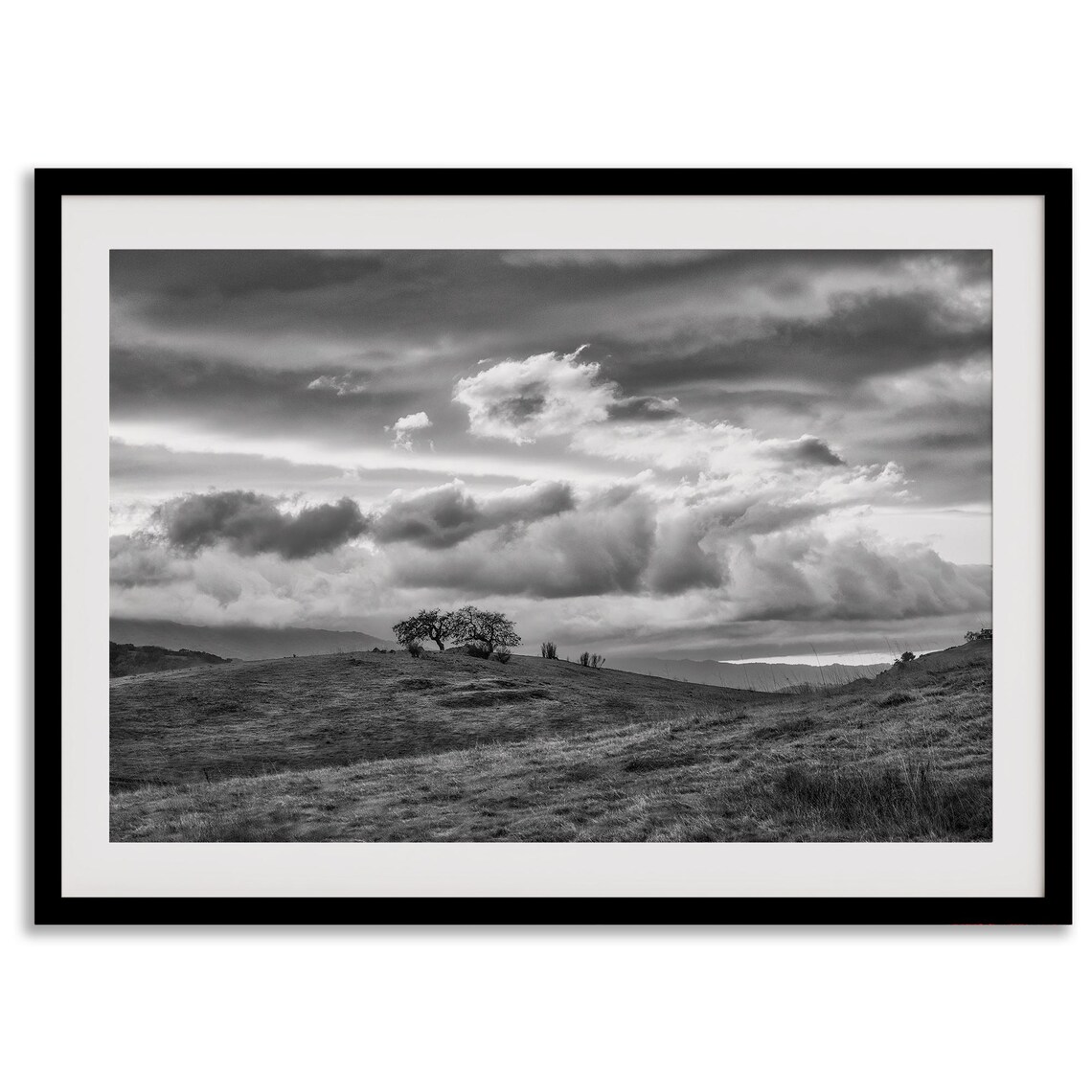 California Hills Black and White Nature Art Print