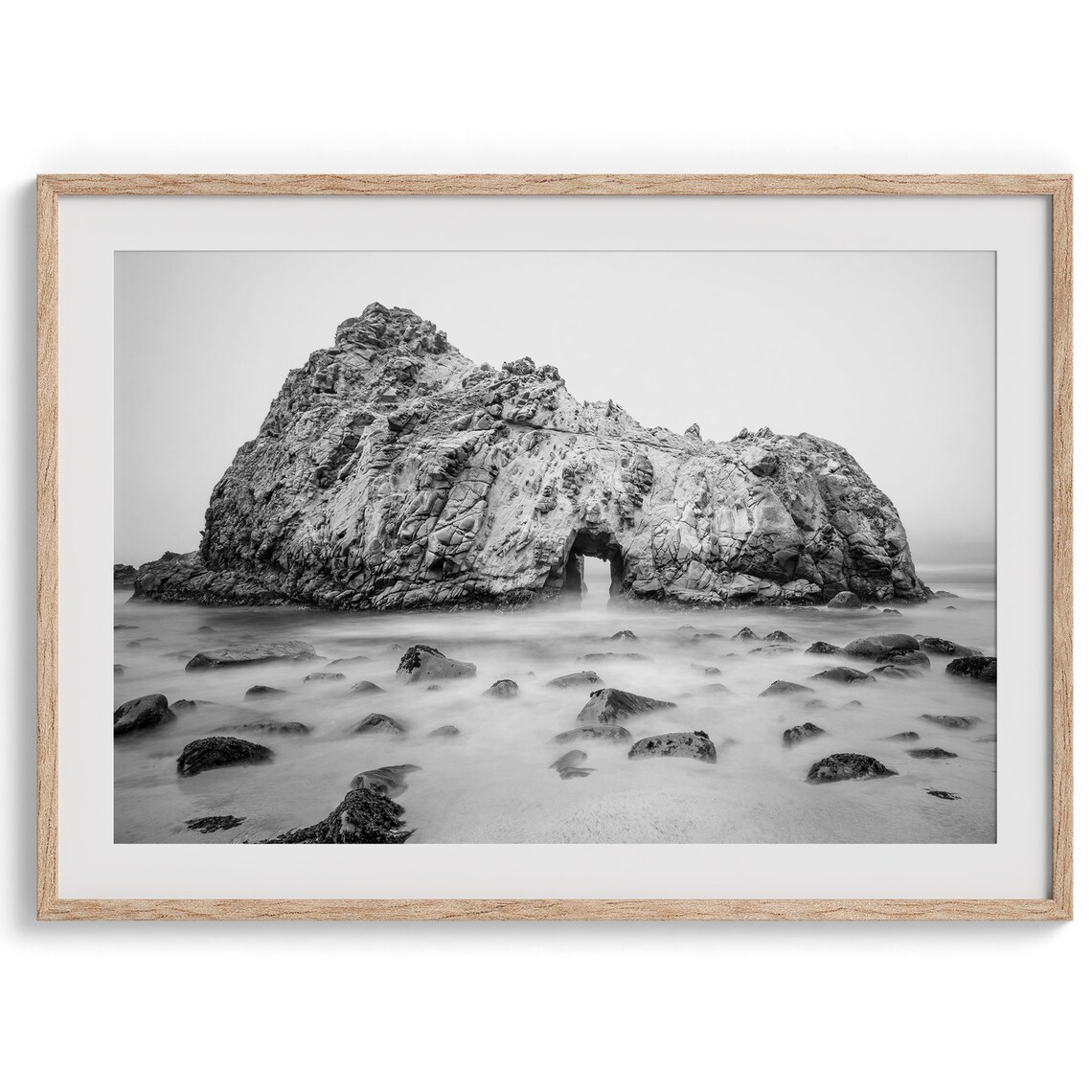 Big Sur Beach Black And White Art Print, Coastal View