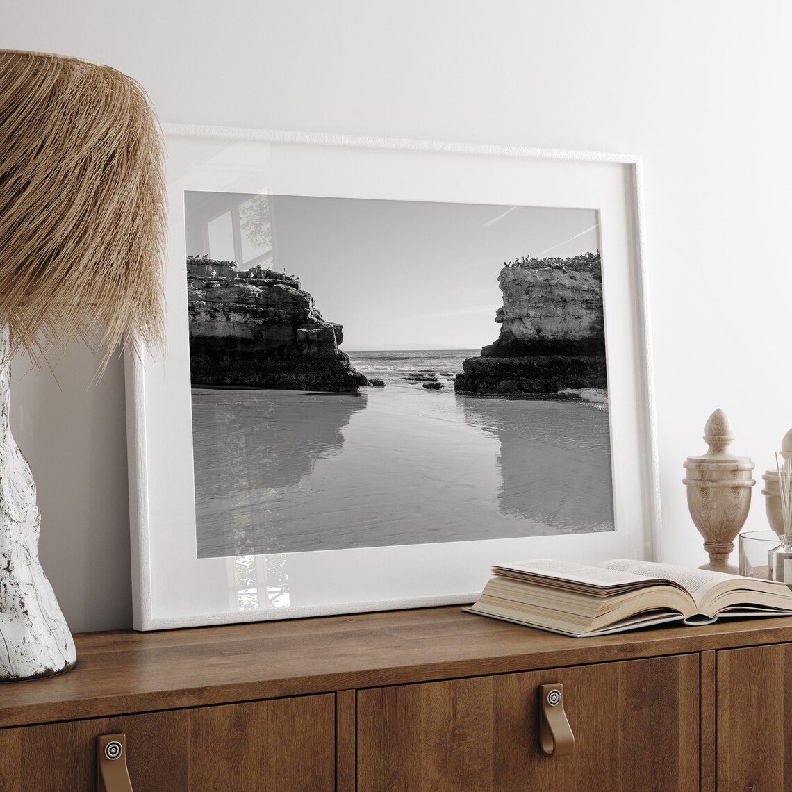 Black And White Beach Reflection Poster Print - Image 4