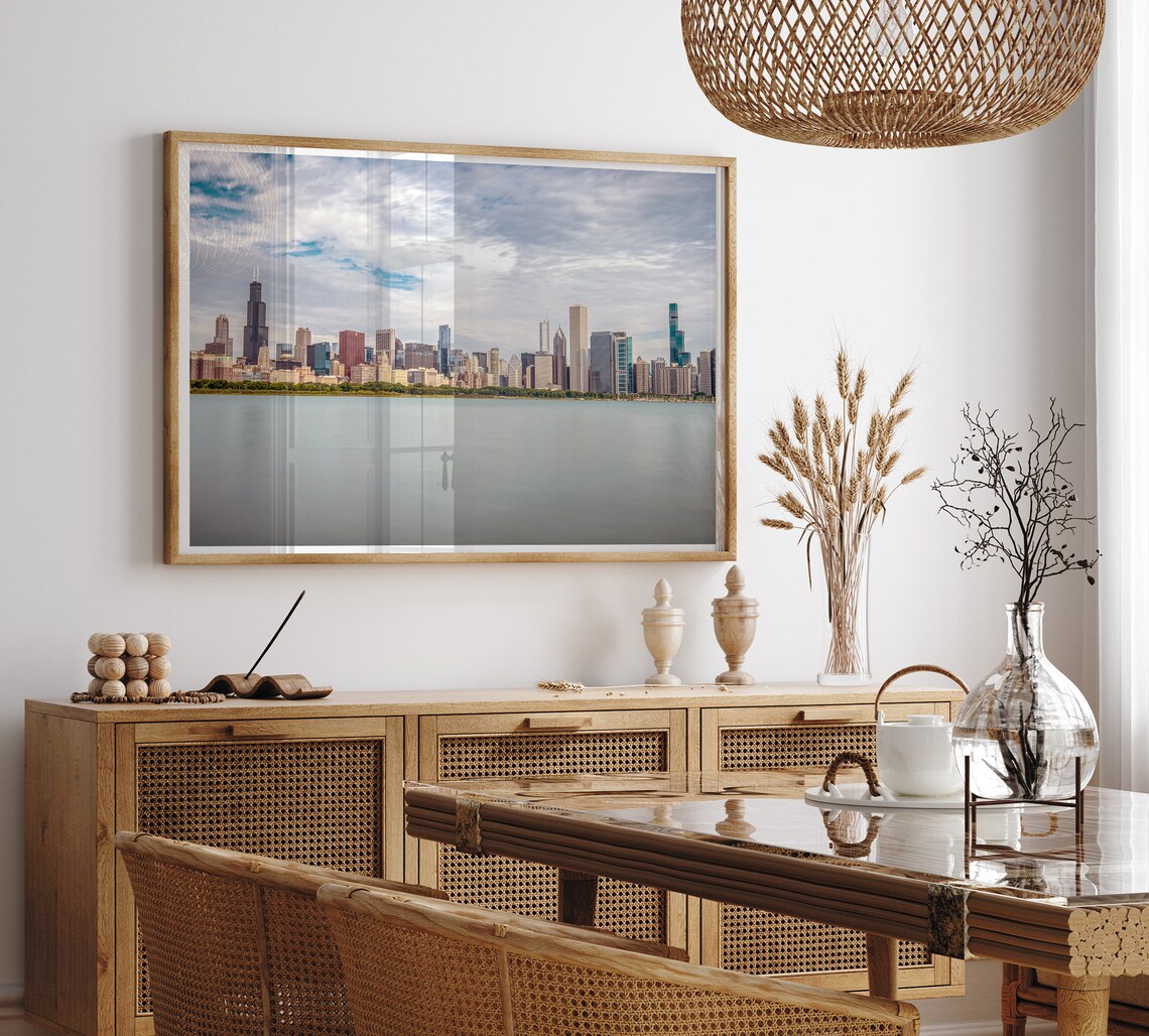 Chicago Skyline Lake Michigan Calm Water Day Cityscape Travel Poster - Image 5