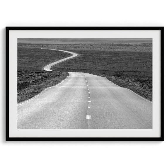 Modern Desert Fine Art Photography Print Large Desert Road Wall Art Framed Or Unframed Moody Black And White Desert Poster For Home Decor