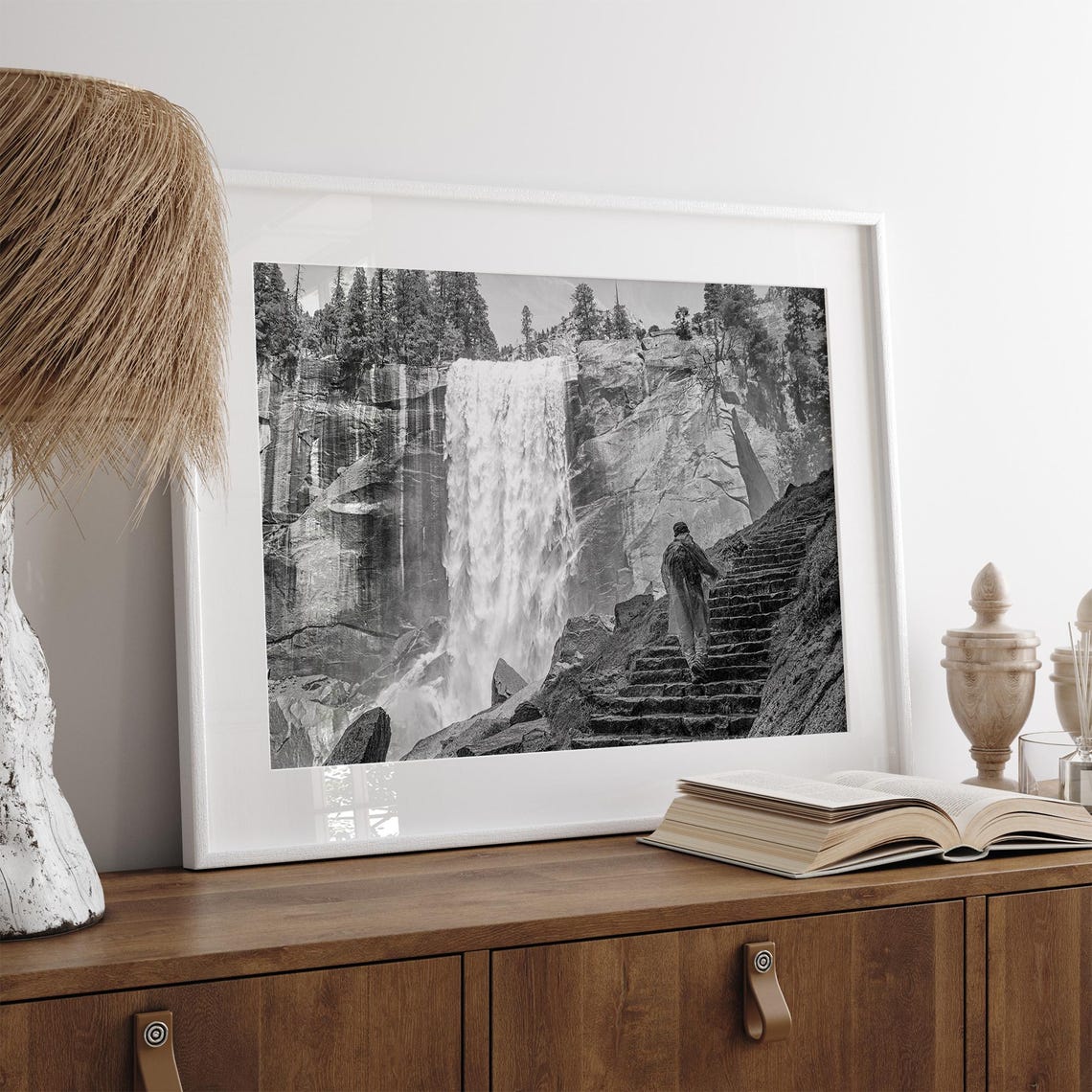 Vernal Falls Yosemite Black and White Photography Waterfall Poster - Image 2