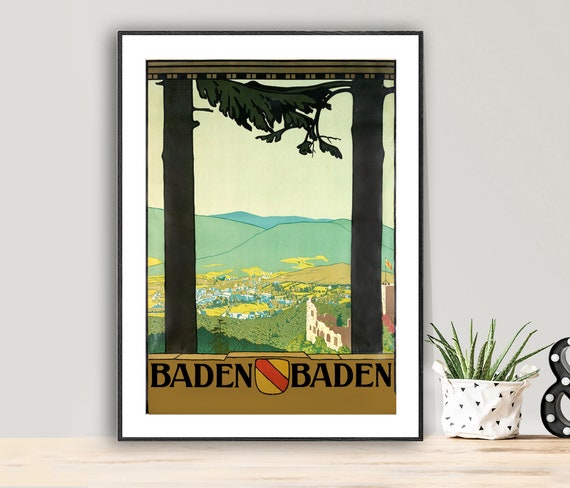 Baden Baden Germany Vintage Travel Poster Poster Paper Or Print Gift Idea