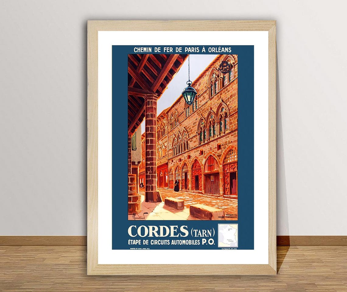 Cordes Tarn Paris Orleans Railway Medieval Arcade Travel Poster - Image 2