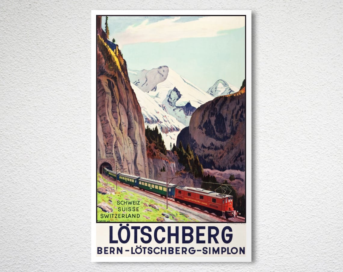 Ltschberg Bern Simplon Vintage Travel Poster - Image 2