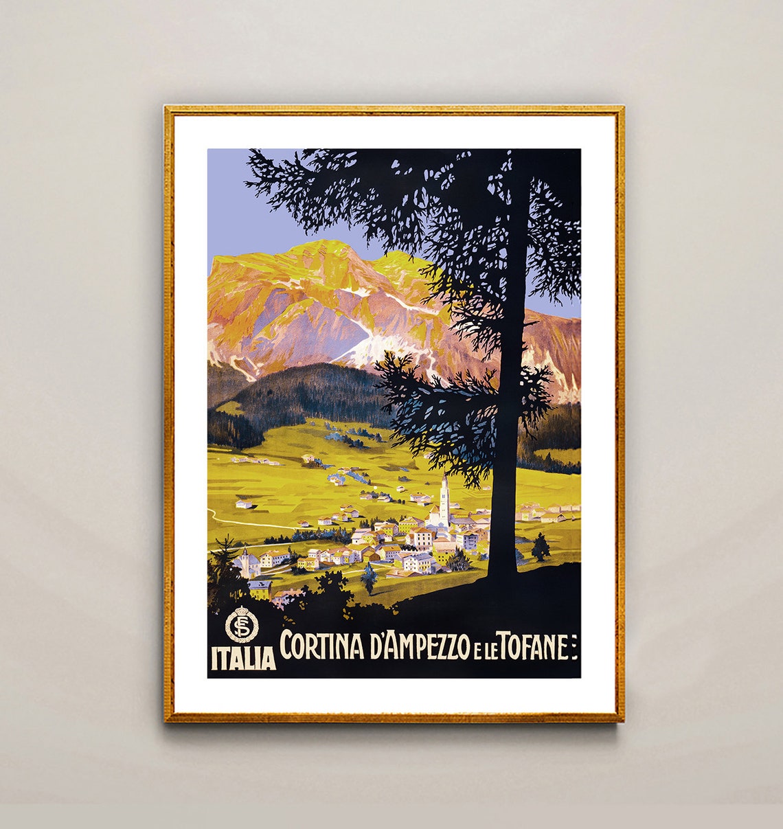 Cortina dAmpezzo and Tofane Italy Alpine Village Travel Poster - Image 2