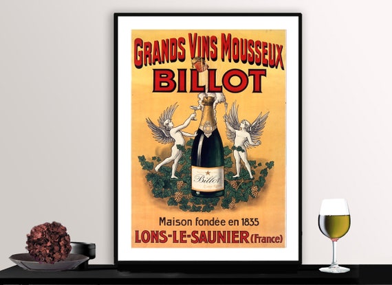 Grands Vins Mousseaux Billot Vintage Fooddrink Poster Poster Paper Or Print Gift Idea Wall Decor