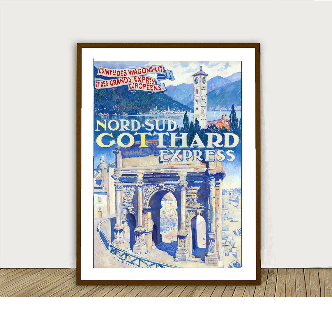 Nord Sud Gotthard Express Vintage Travel Poster - Image 2