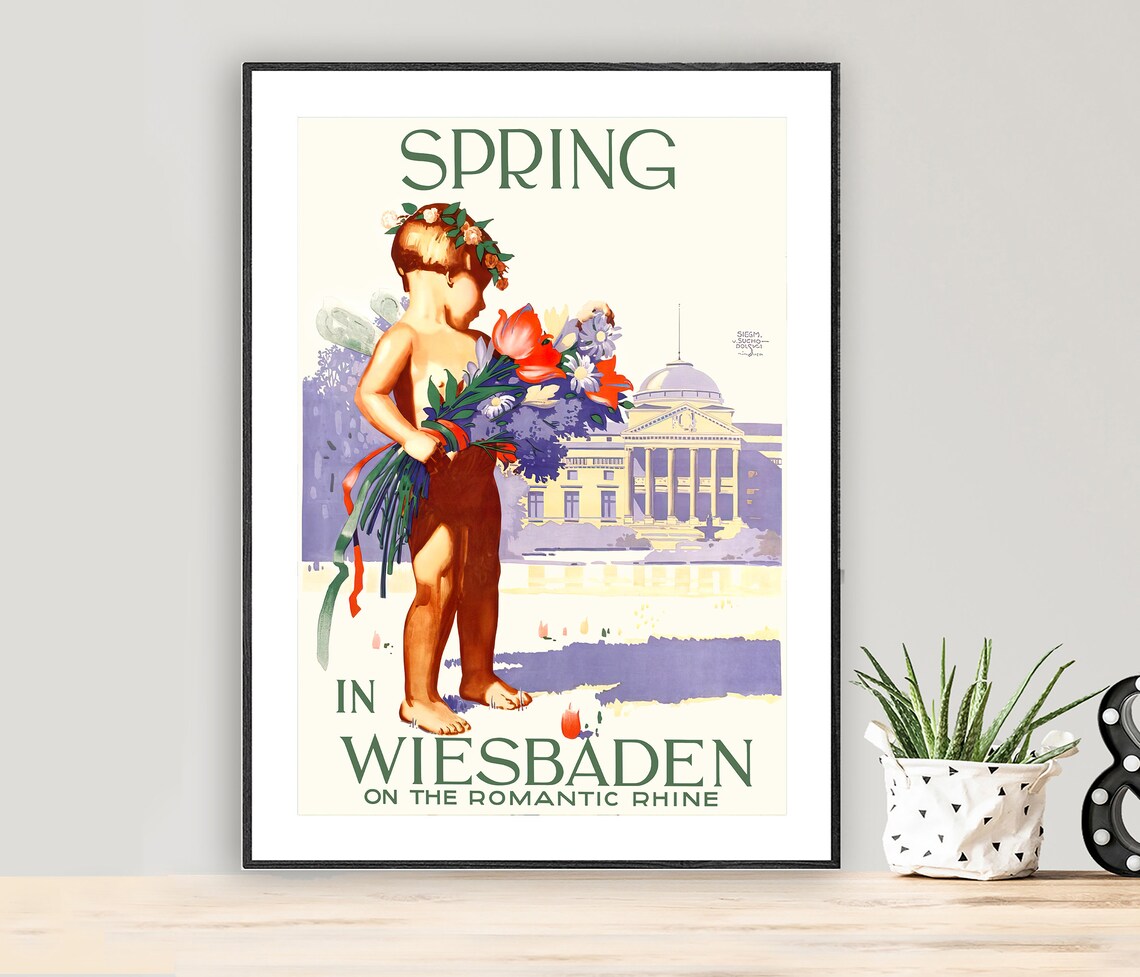 Spring In Wiesbaden Germany Vintage Travel Poster