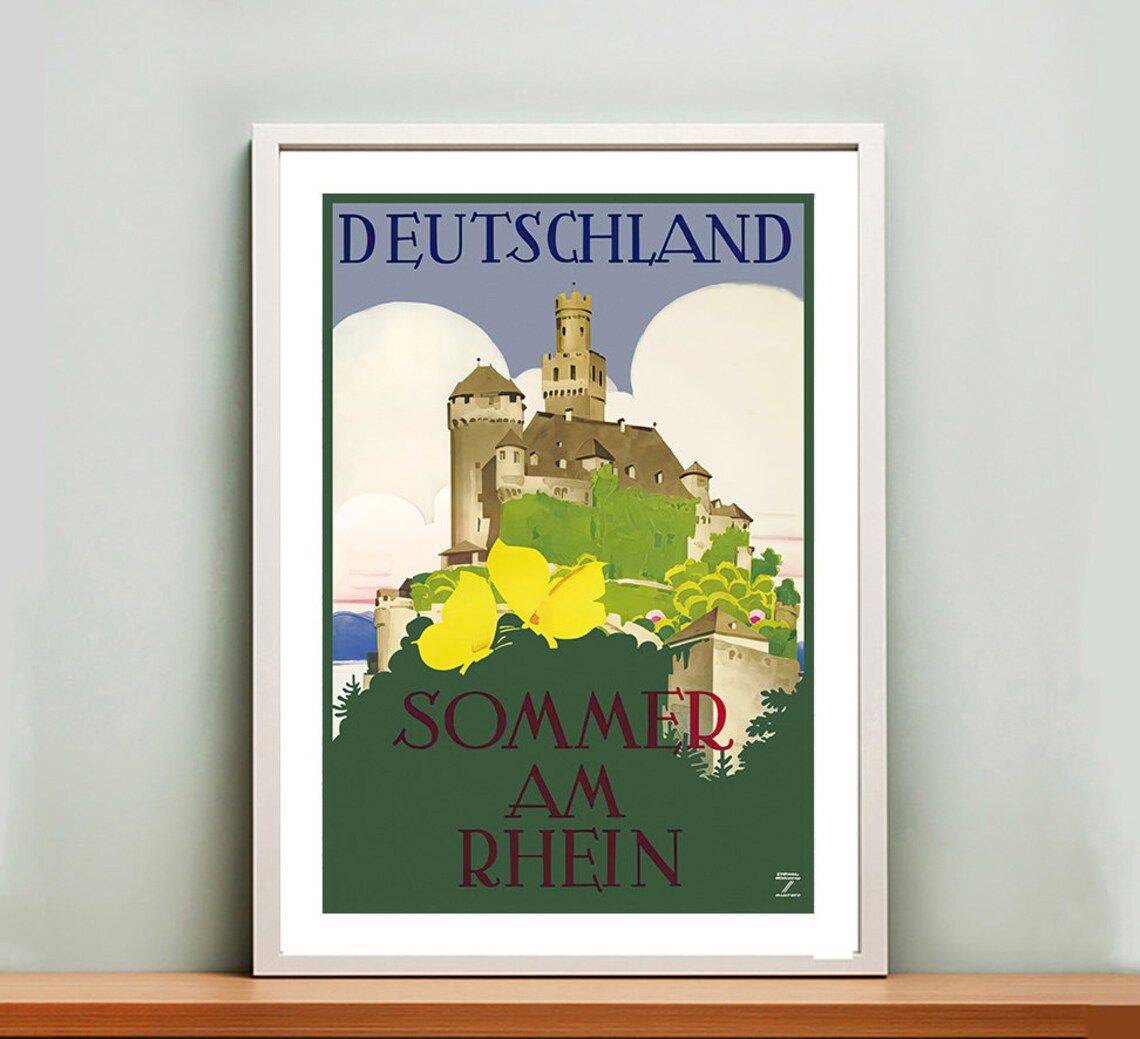 Sommer am Rhein Deutschland Rhine Castle Summer Travel Poster - Image 2