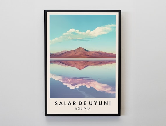 Salar de Uyuni Bolivia Salt Flat Mirror Reflection Travel Poster