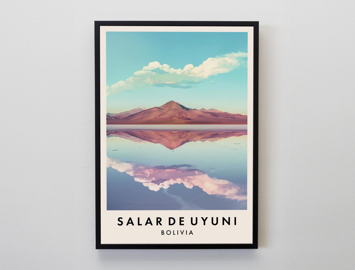 Salar De Uyuni Travel Print Wall Art Boliva Salt Flats Bolivia Gift Bolivia Poster South America Travel Print Travel Lovers Gift Art