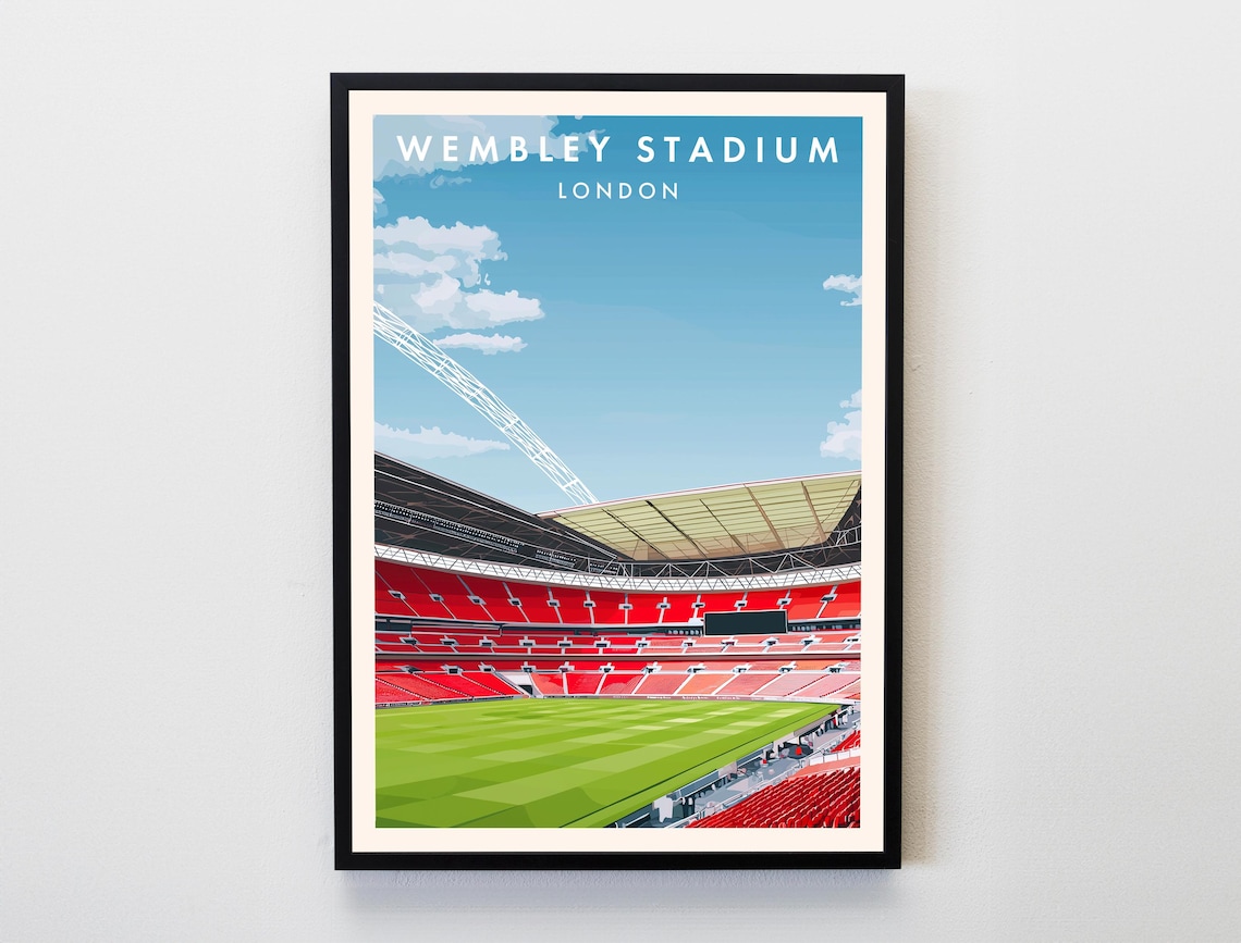 Wembley Stadium London Football Arena Arch Interior Travel Poster