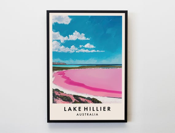 Lake Hillier Travel Print Wall Art Poster Australia Lovers Home Decor City Gifts