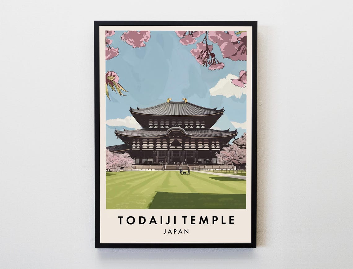 Todaiji Temple Japan Cherry Blossom Great Buddha Hall Poster