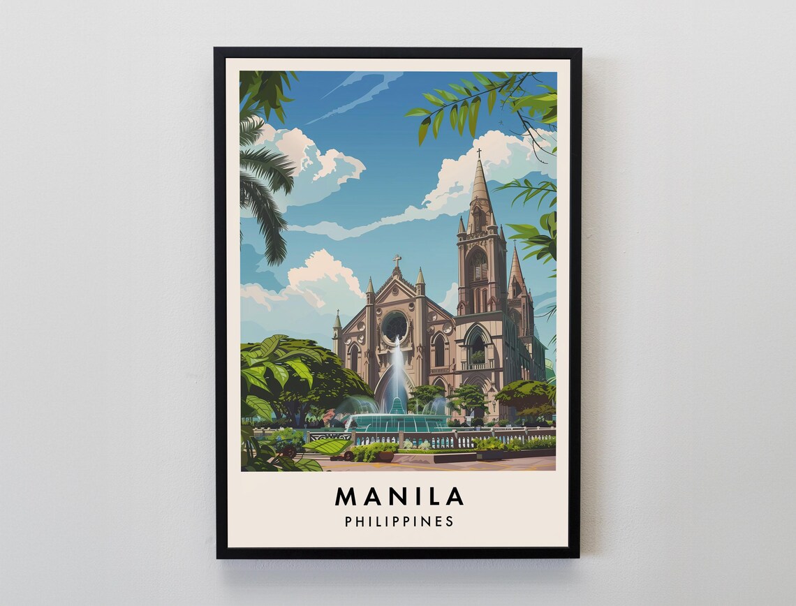 Manila Travel Poster, Philippines Place Art