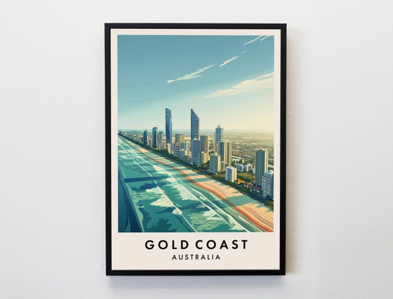 Gold Coast Travel Print Wall Art Poster Australia Lovers Home Decor City Gifts