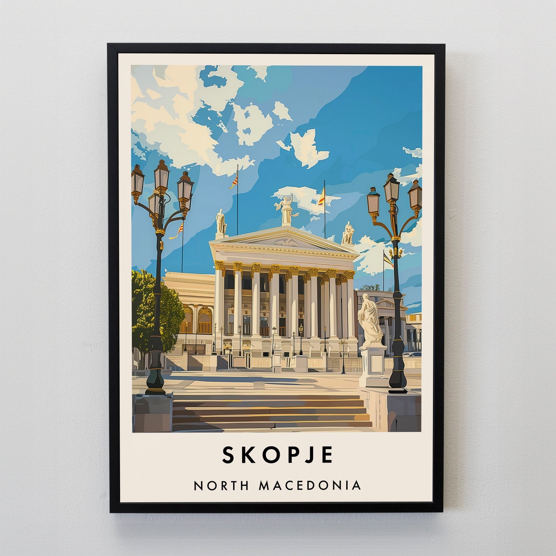 Skopje Travel Print Wall Art Skopje Skopje Print Skopje Poster Skopje Gift Art Skopje Travel Art North Macedonia Gift