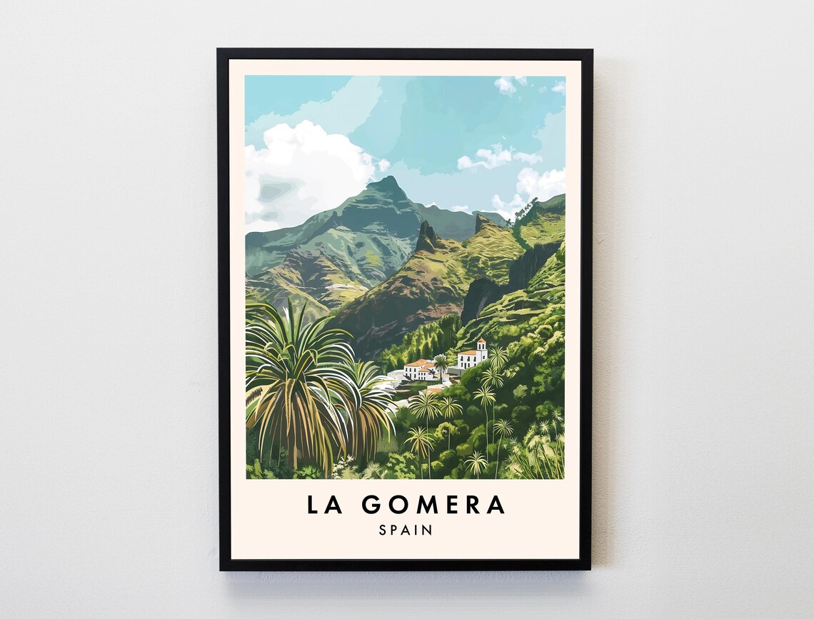 La Gomera Travel Poster, Canary Islands Spain