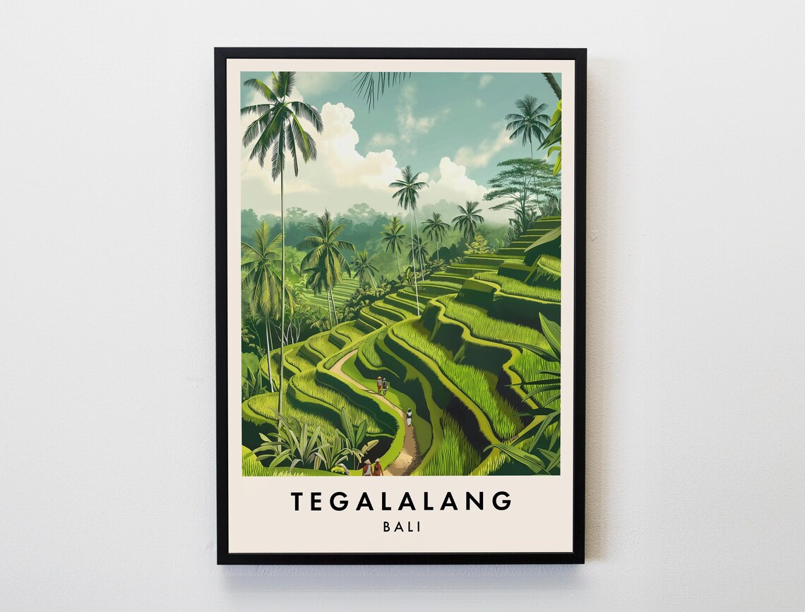 Tegalalang Travel Poster, Bali Indonesia Travel Print