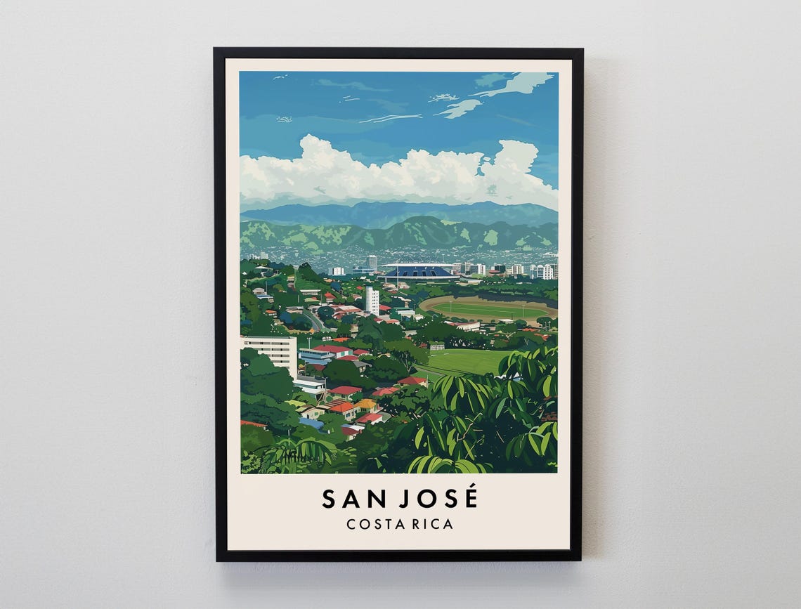San Jose Travel Print Wall Art San Jose Costa Rica Gift Costa Rica Poster Central America Travel Print Travel Lovers Gift Wall Art