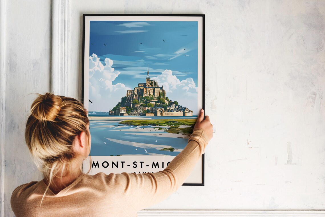 Mont-St-Michel Abbey Rising From Tidal Bay Normandy France Poster - Image 2