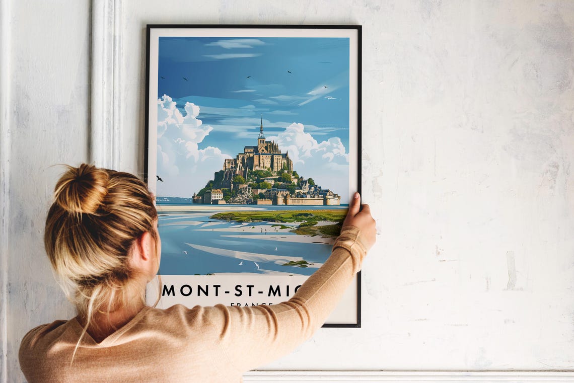 Mont St Michel Travel Print Wall Art Mont St Michel Poster France Travel Print Travel Lovers Home Decor Wall Art City Travel Poster Gifts - Image 2