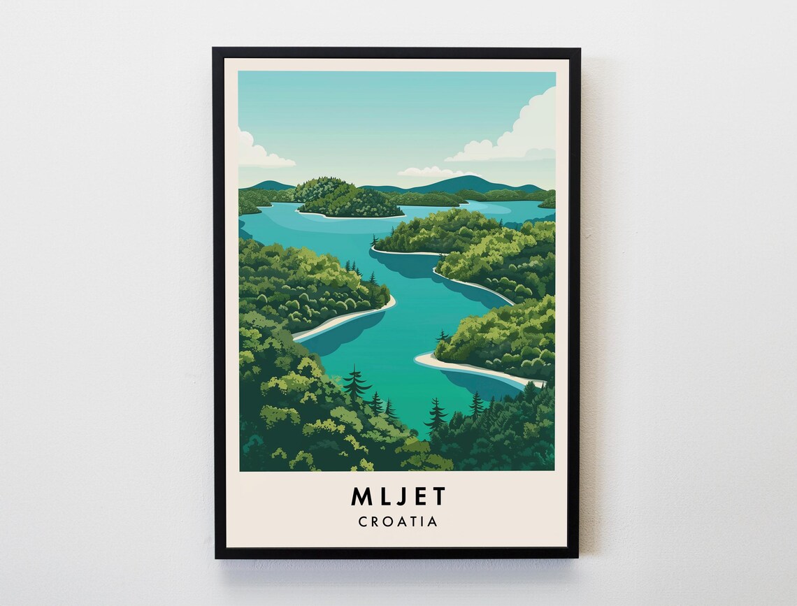Mljet Croatia Island Turquoise Lagoon Pine Forest Travel Poster