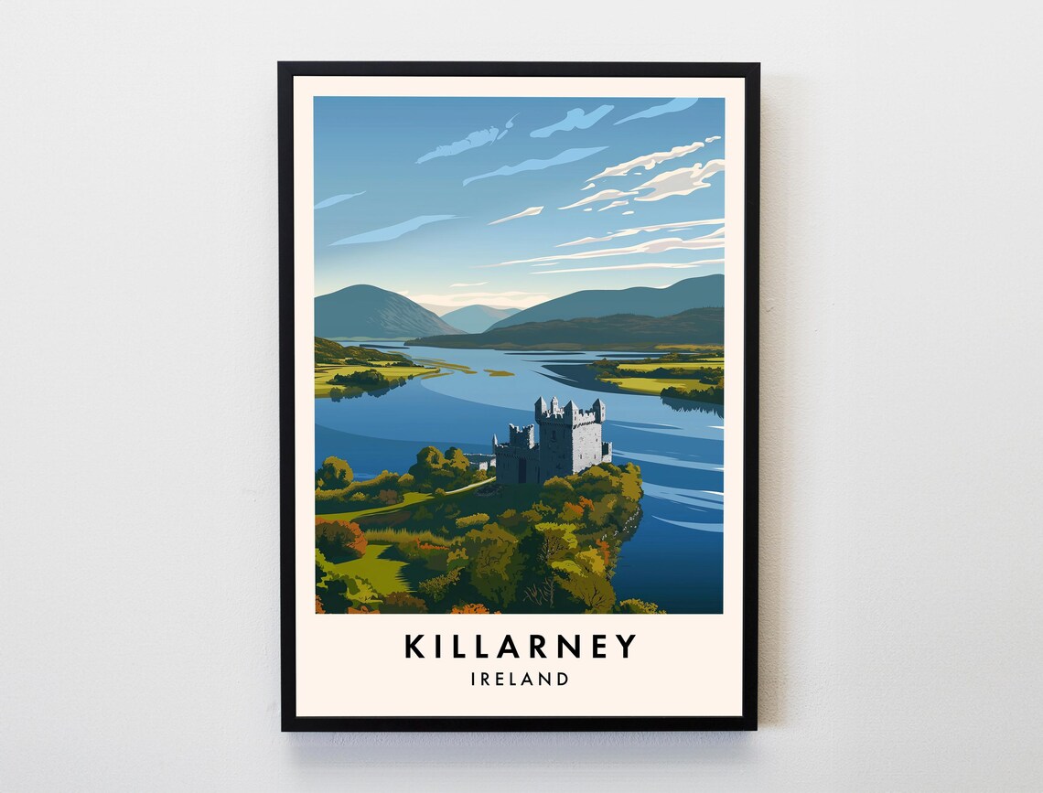Killarney Ireland Castle Lake Mountain Daytime Nature Poster