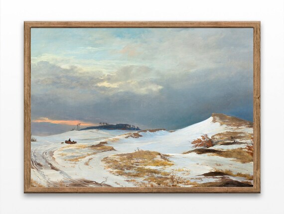Winter Landscape Vintage Oil Painting Art Print