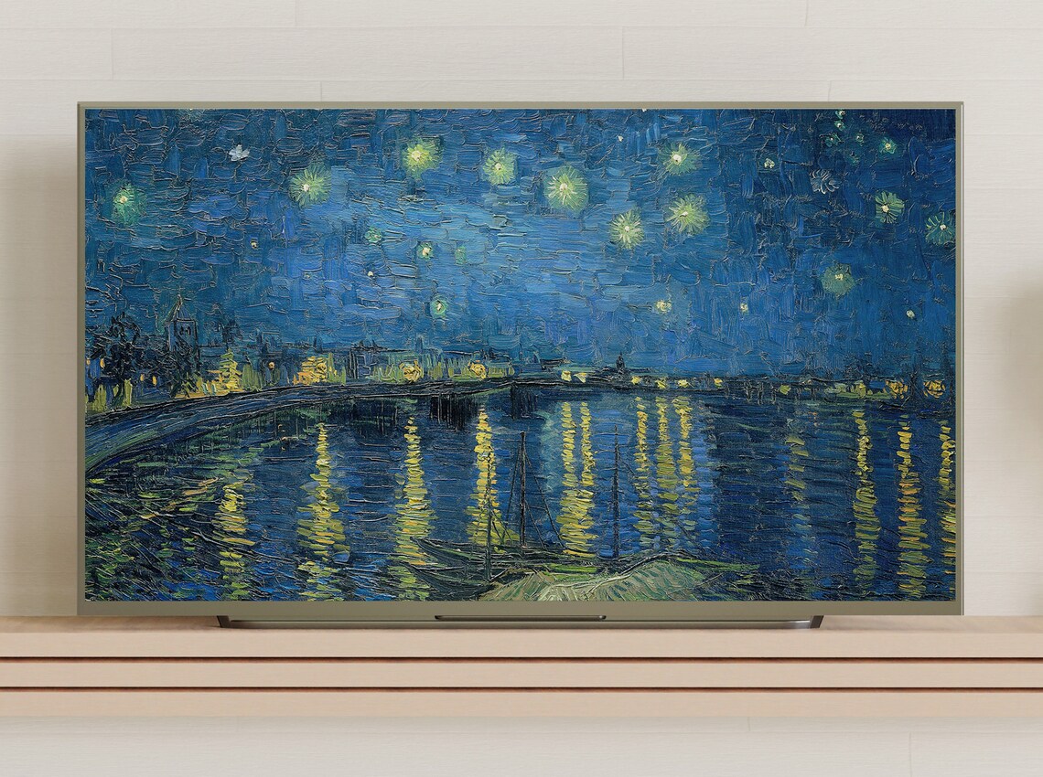 Van Gogh Starry Night Over the Rhone River Famous Painting Art Print - Image 3