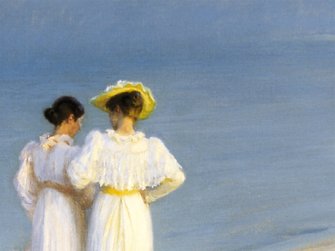 P S Kroyer Skagen Two Women In White On Evening Beach Oil Painting Poster - Image 2