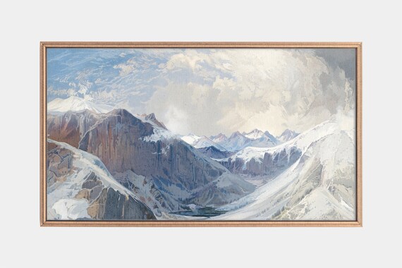 Frame Tv Art Landscape Paintings Vintage Mountain Artworks Tv Art Instant