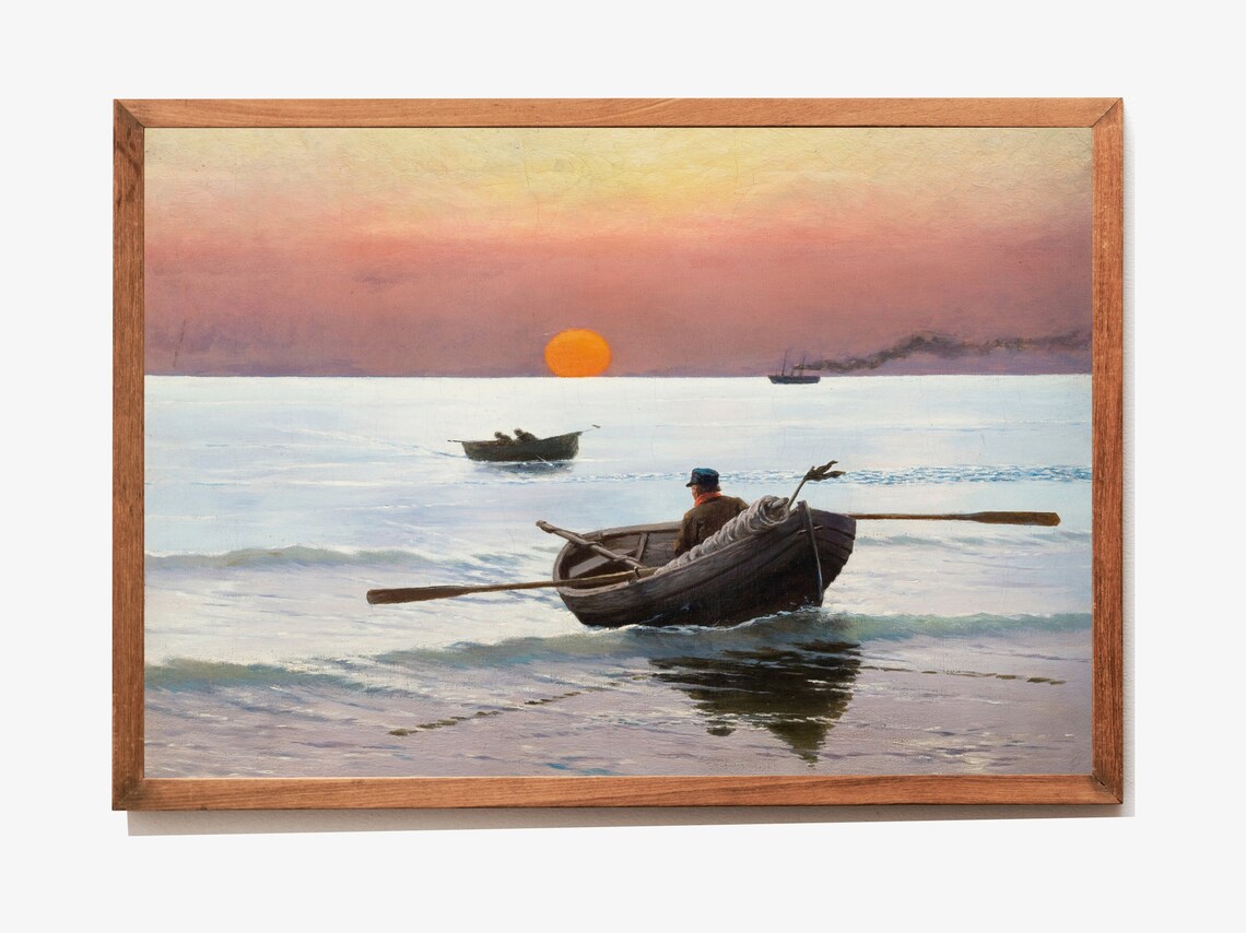 Sunset On The Sea Nautical Vintage Wall Art Print - Image 3