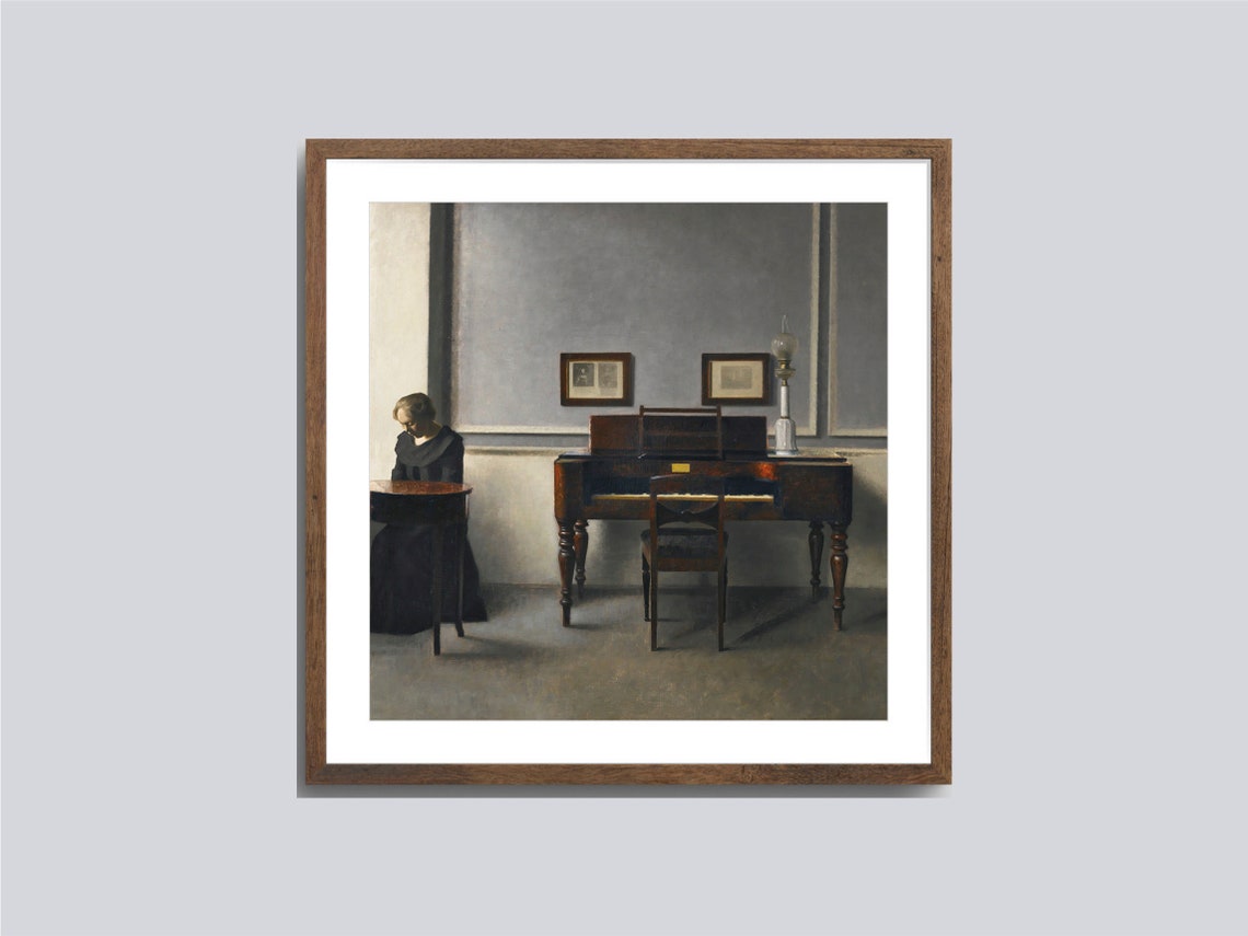 Hammershøi Ida Reading A Letter Quiet Gray Interior Vintage Art Poster