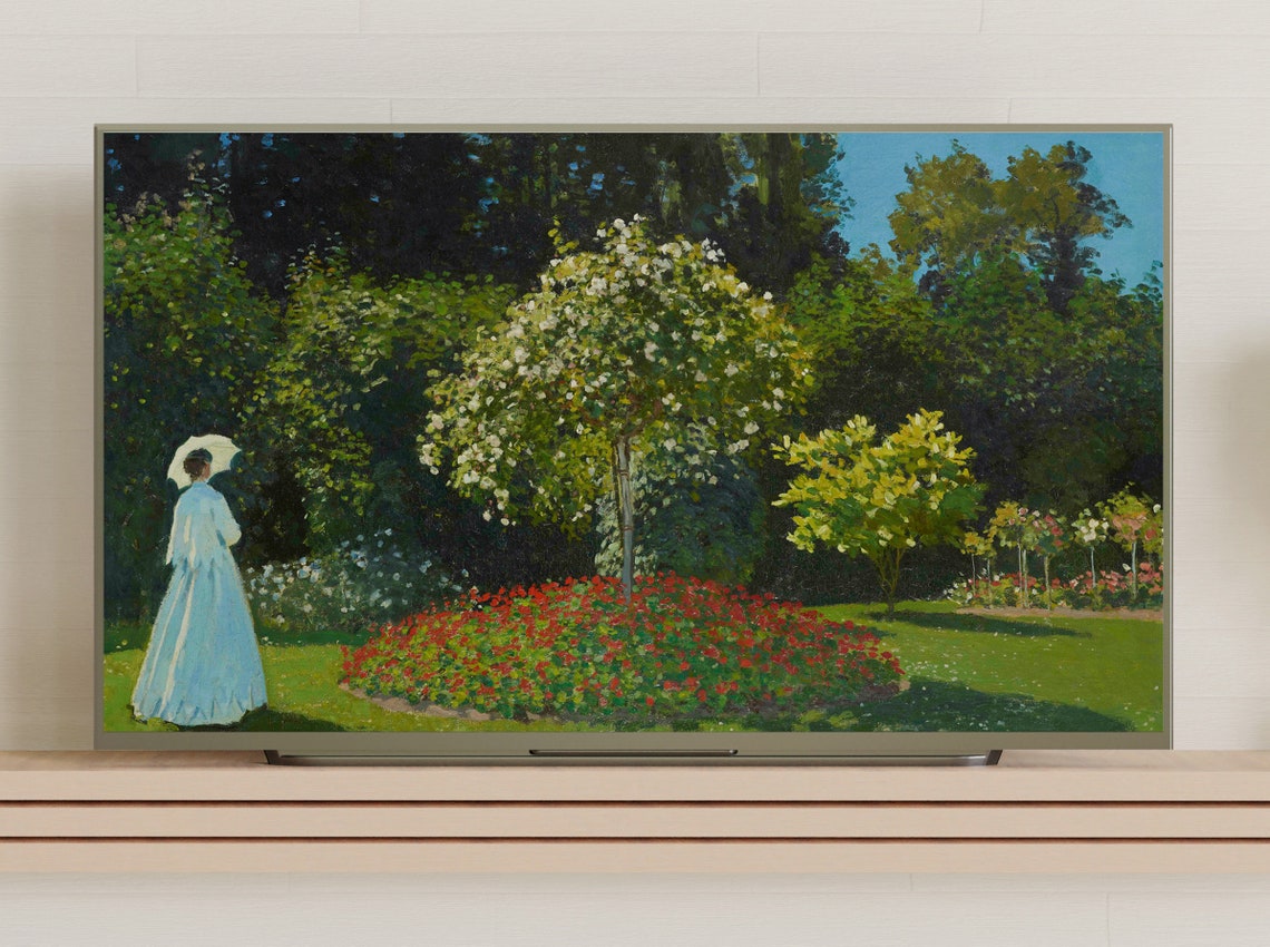 Claude Monet Woman Parasol Flower Garden Impressionist Wall Art - Image 3
