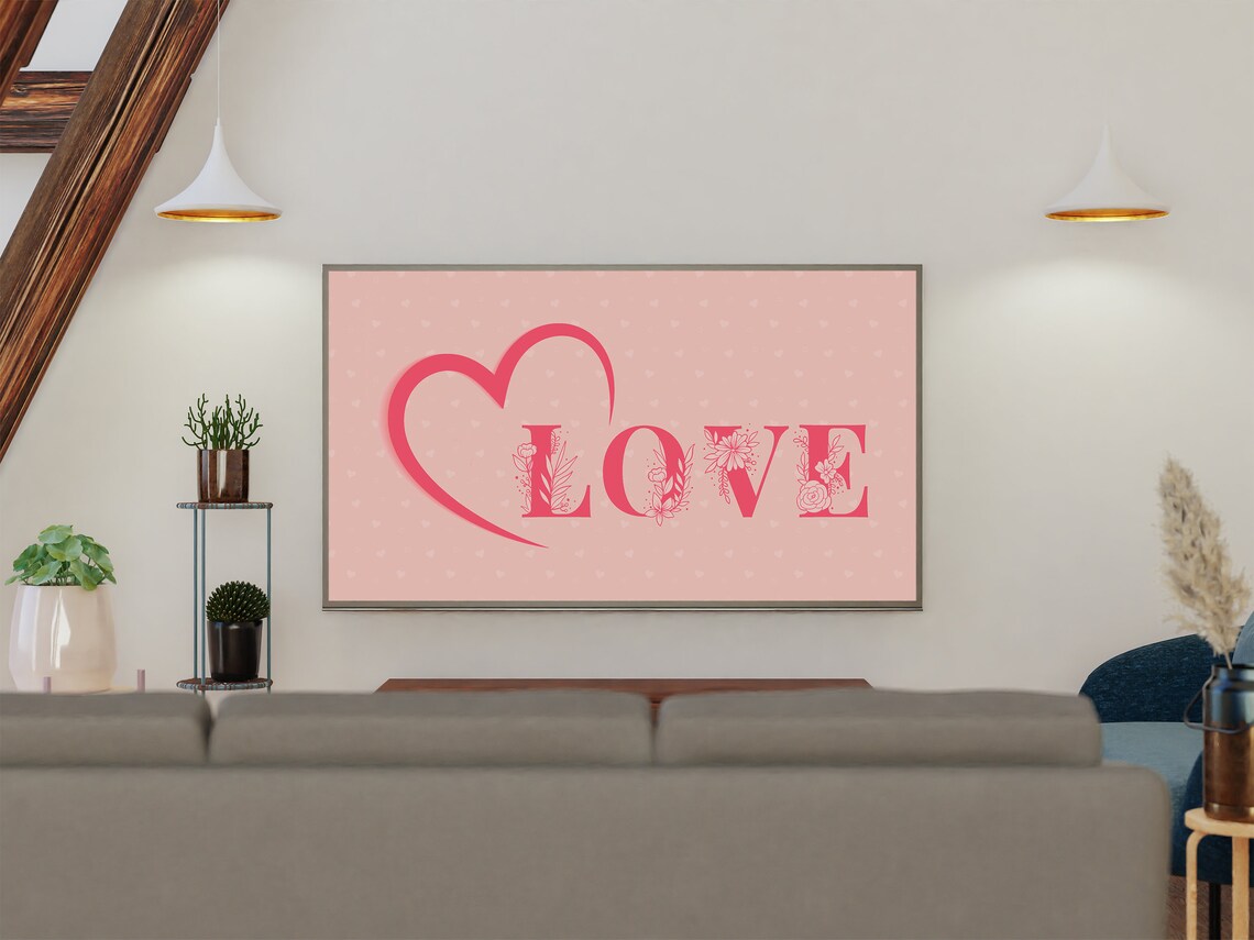 Love Typography Floral Heart Pink Romantic Quote Wall Decor Art Print - Image 3