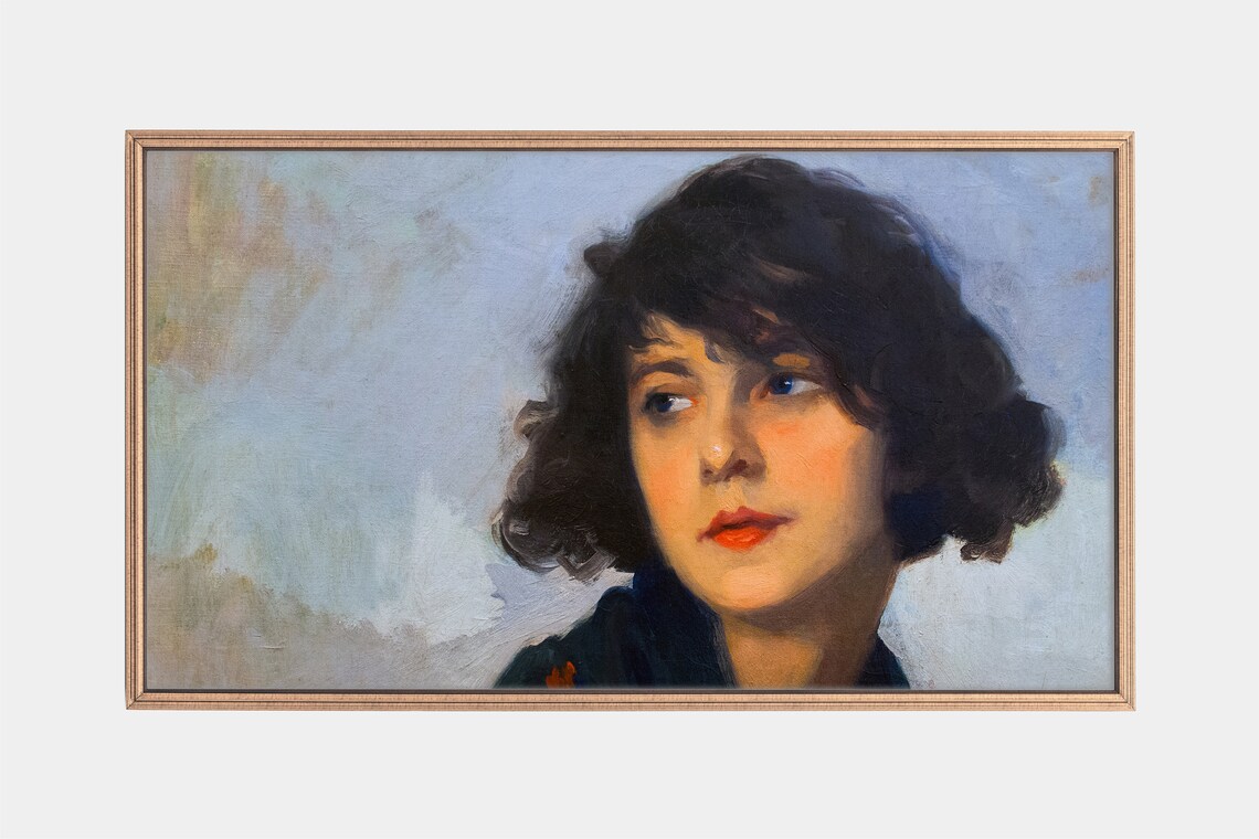 Vintage Woman Portrait Art Print, TV Art