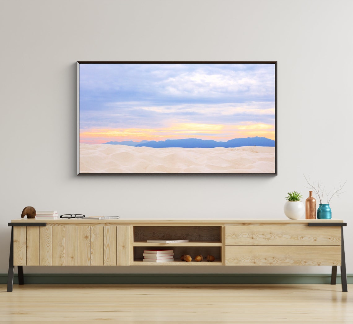 Desert Dunes Sunrise Pastel Sky Mountains Landscape Photo Poster