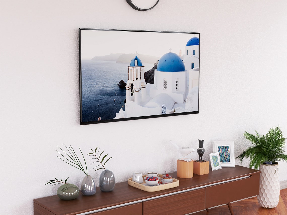 Santorini Greece Oia Blue Domes Over Caldera Sea View Travel Poster - Image 2