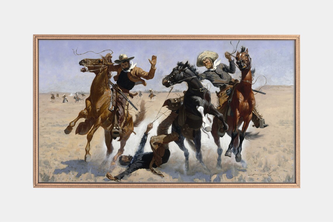 Vintage Western Cowboys and Horses Art Print