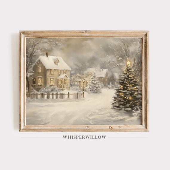 Enchanted Winter Cottage Wonderland Holiday Art Print